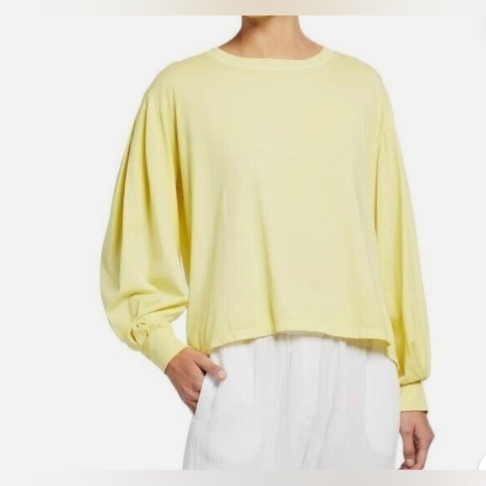 Xirena Shirt Women’s XS Yellow Blouse Lemon Blouson Sleeves Oversized